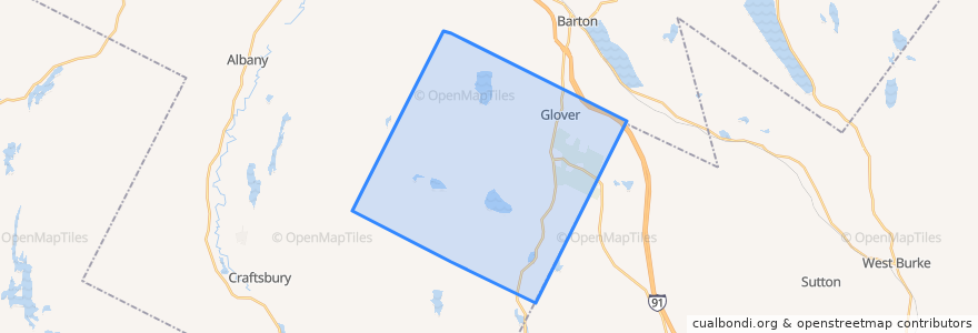 Mapa de ubicacion de Glover.