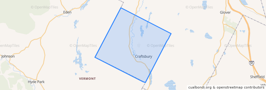 Mapa de ubicacion de Craftsbury.