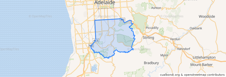 Mapa de ubicacion de City of Mitcham.