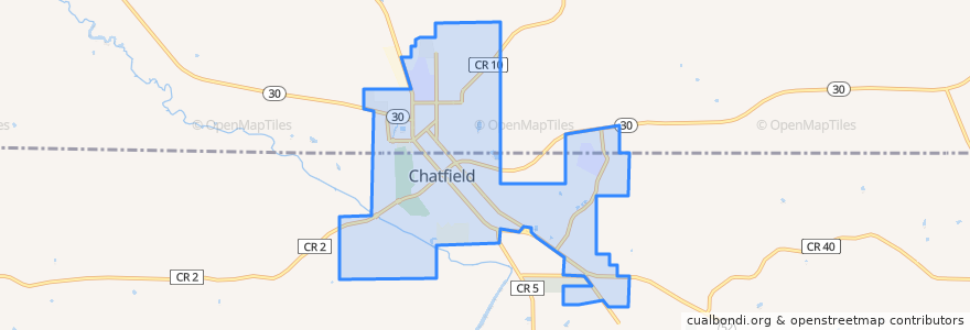 Mapa de ubicacion de Chatfield.