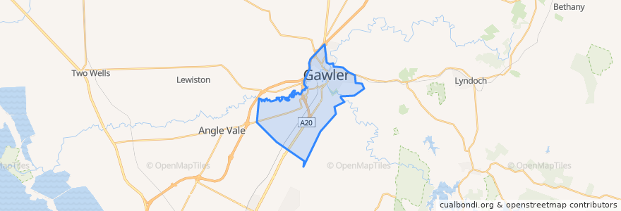 Mapa de ubicacion de Town of Gawler.