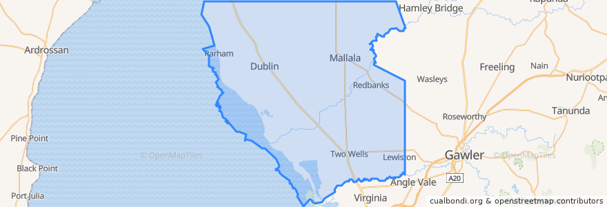 Mapa de ubicacion de Adelaide Plains Council.