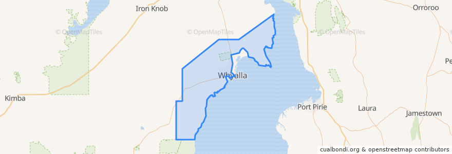 Mapa de ubicacion de The Corporation of the City of Whyalla.