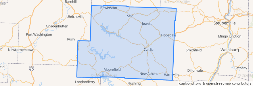 Mapa de ubicacion de Harrison County.