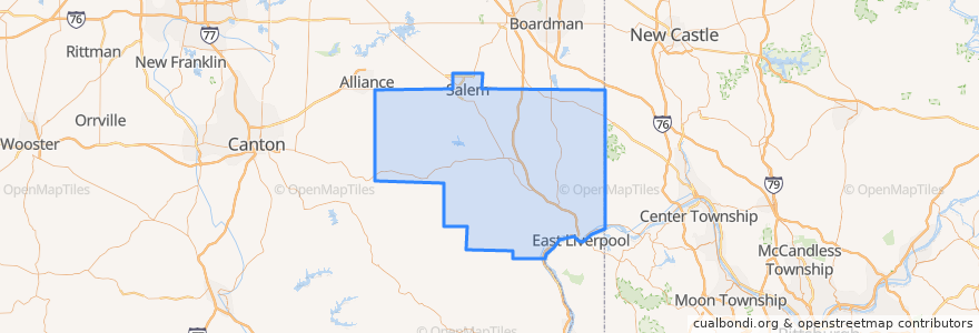 Mapa de ubicacion de Columbiana County.