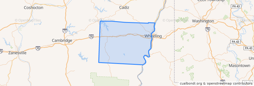 Mapa de ubicacion de Belmont County.