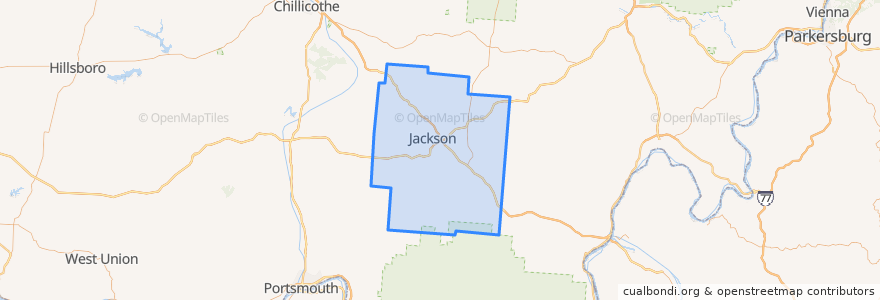 Mapa de ubicacion de Jackson County.