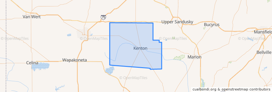 Mapa de ubicacion de Hardin County.