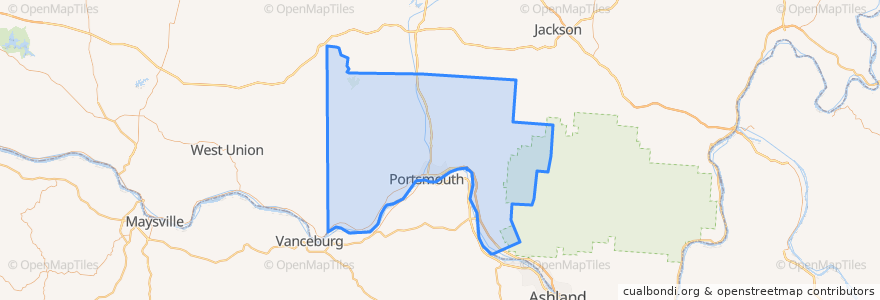 Mapa de ubicacion de Scioto County.