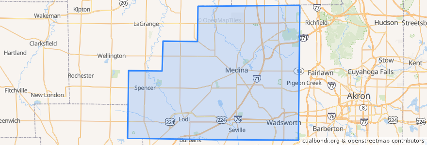 Mapa de ubicacion de Medina County.