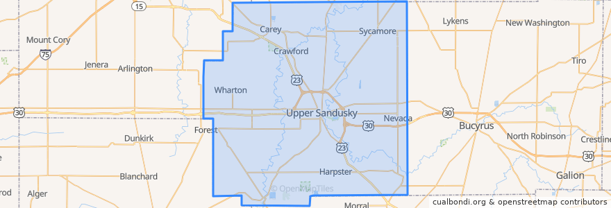 Mapa de ubicacion de Wyandot County.