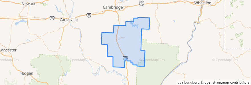 Mapa de ubicacion de Noble County.