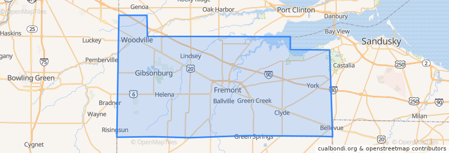 Mapa de ubicacion de Sandusky County.