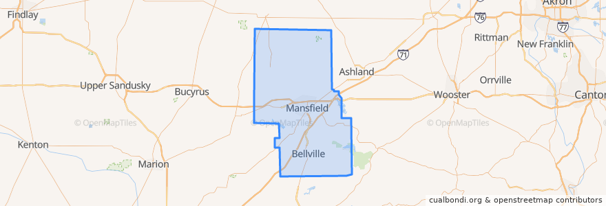 Mapa de ubicacion de Richland County.