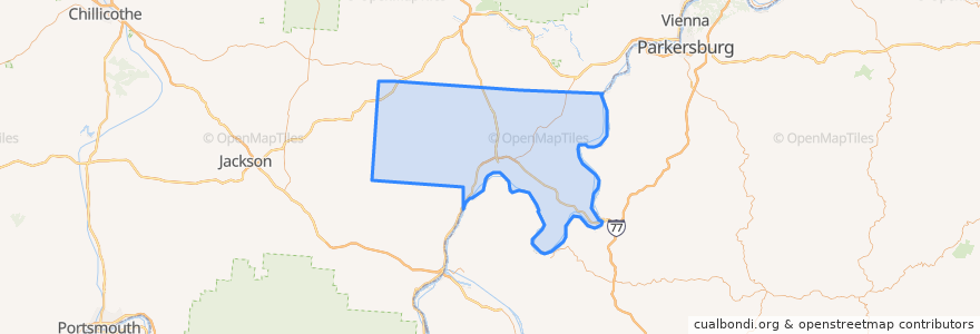 Mapa de ubicacion de Meigs County.