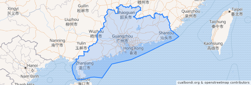 Mapa de ubicacion de Guangdong Province.