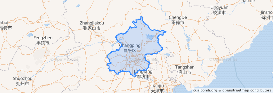 Mapa de ubicacion de 北京市.