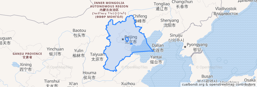 Mapa de ubicacion de Hebei.