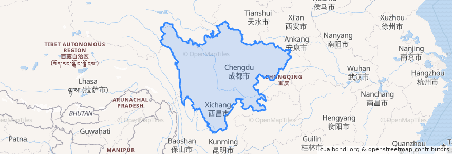 Mapa de ubicacion de Sichuan.