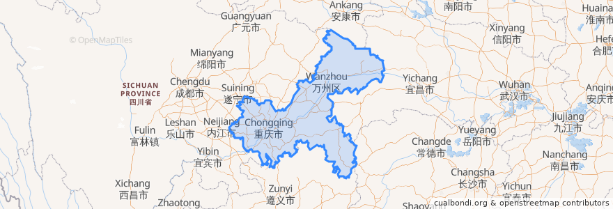 Mapa de ubicacion de Chongqing.