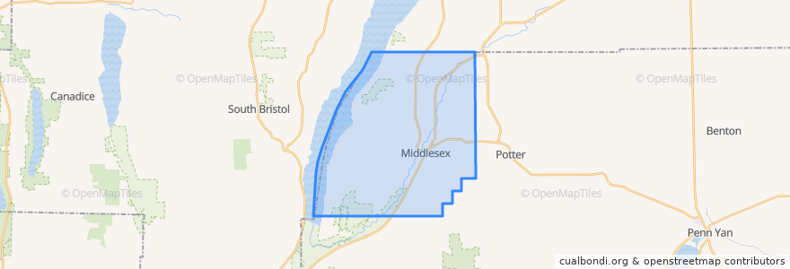 Mapa de ubicacion de Middlesex Town.