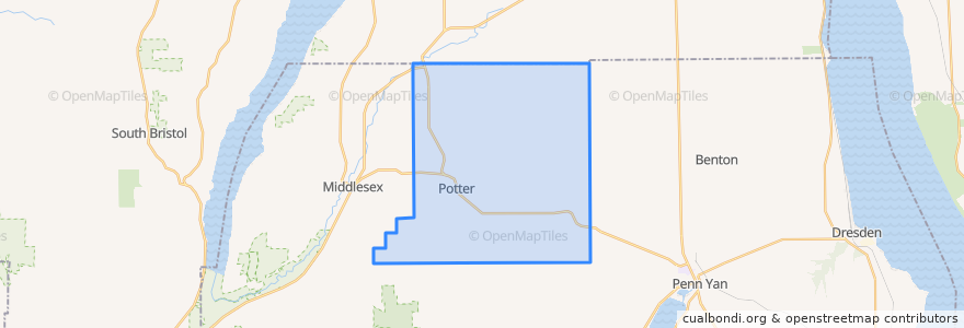 Mapa de ubicacion de Potter Town.