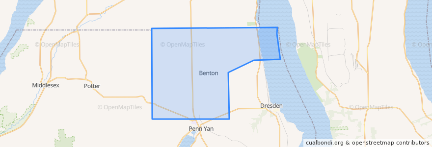 Mapa de ubicacion de Benton Town.