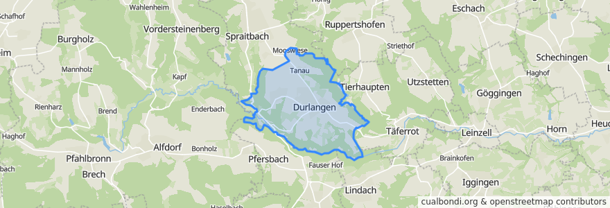 Mapa de ubicacion de Durlangen.