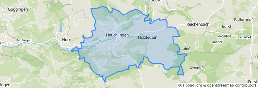 Mapa de ubicacion de Heuchlingen.