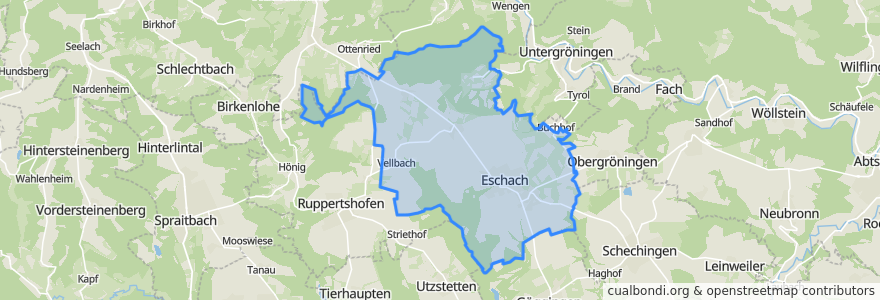 Mapa de ubicacion de Eschach.