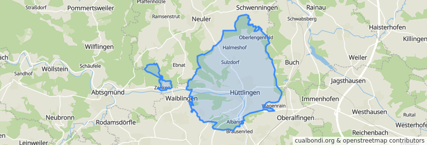 Mapa de ubicacion de Hüttlingen.