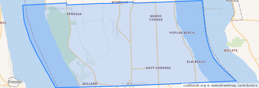 Mapa de ubicacion de Romulus Town.