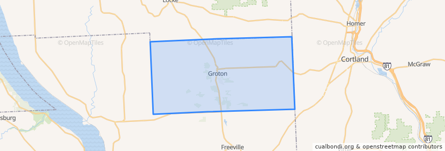 Mapa de ubicacion de Groton Town.