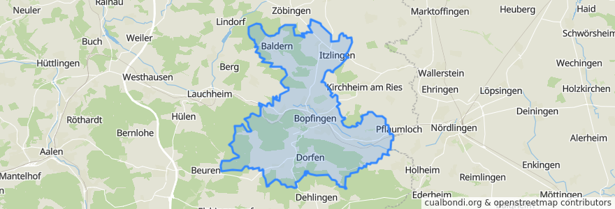 Mapa de ubicacion de Bopfingen.