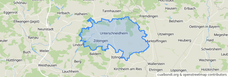 Mapa de ubicacion de Unterschneidheim.