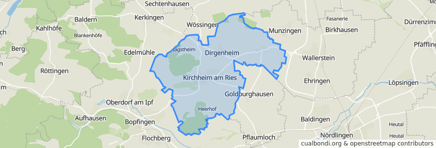 Mapa de ubicacion de Kirchheim am Ries.