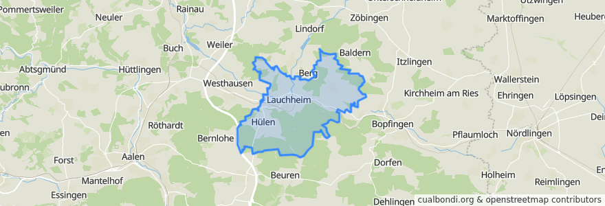 Mapa de ubicacion de Lauchheim.