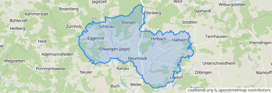 Mapa de ubicacion de Ellwangen (Jagst).