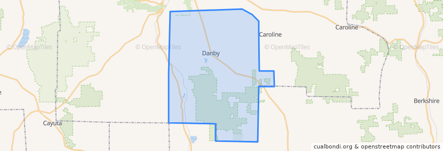 Mapa de ubicacion de Danby Town.