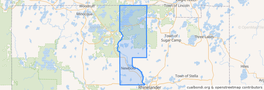 Mapa de ubicacion de Town of Newbold.