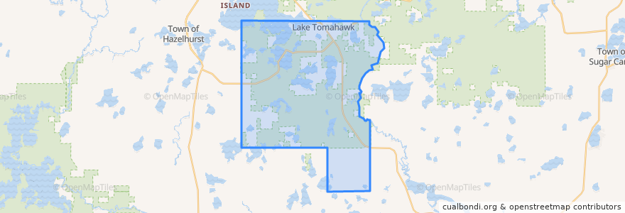 Mapa de ubicacion de Town of Lake Tomahawk.