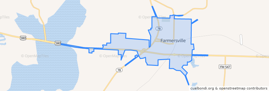 Mapa de ubicacion de Farmersville.