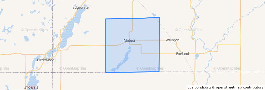 Mapa de ubicacion de Town of Meteor.