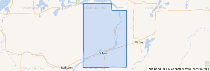 Mapa de ubicacion de Town of Ojibwa.