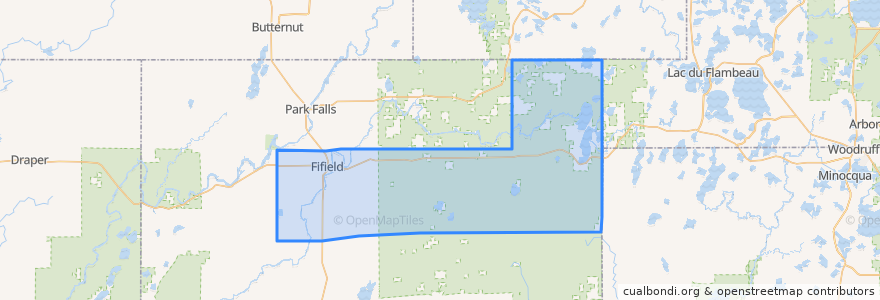 Mapa de ubicacion de Town of Fifield.