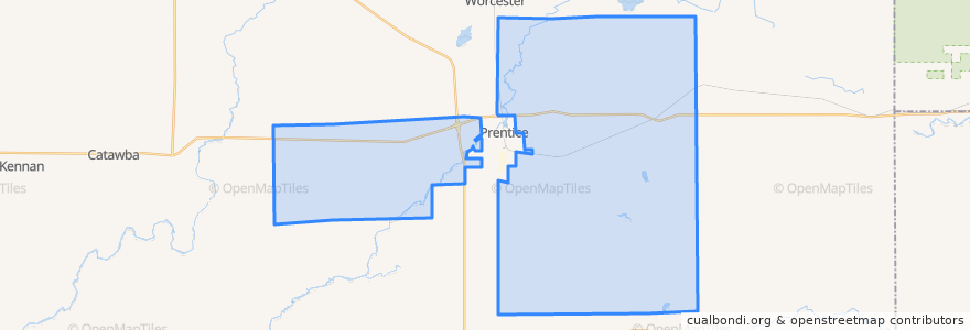 Mapa de ubicacion de Town of Prentice.