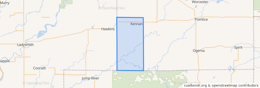 Mapa de ubicacion de Town of Kennan.