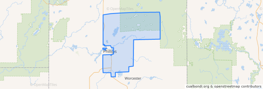 Mapa de ubicacion de Town of Worcester.