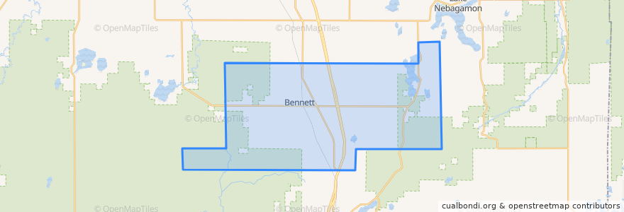 Mapa de ubicacion de Town of Bennett.