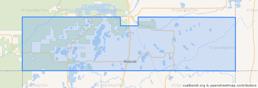 Mapa de ubicacion de Town of Wascott.
